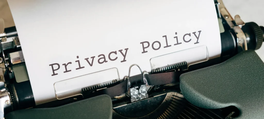 Type writer with the words types "privacy policy"